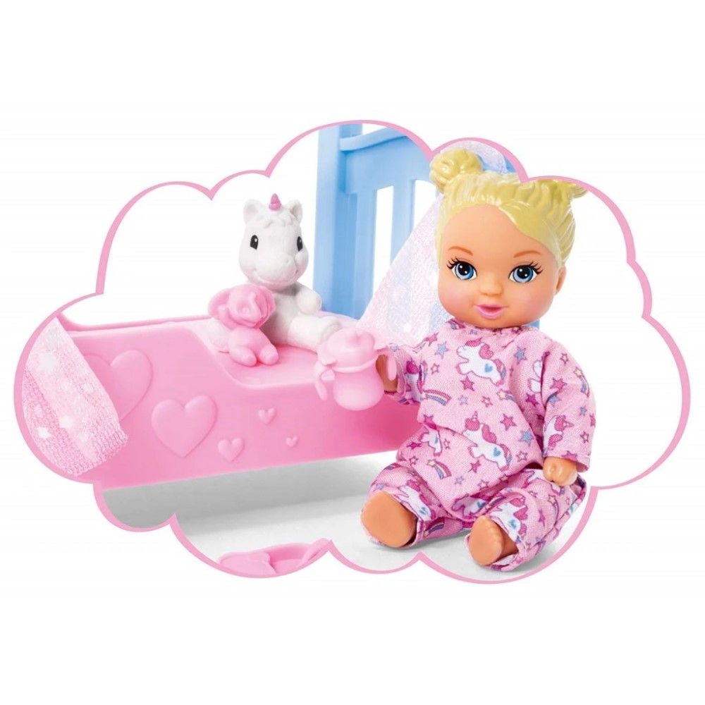 Steffi com Bebé + cama com acessórios