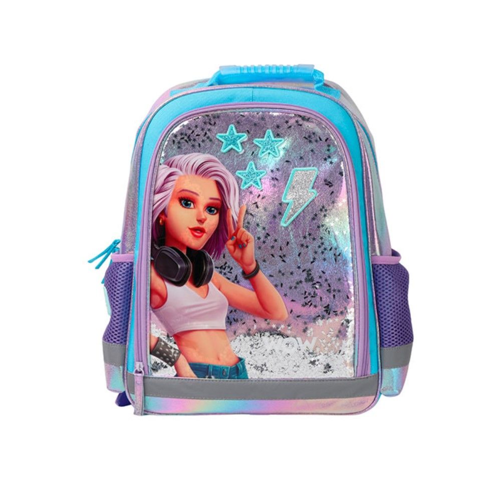 Mochila escolar com purpurina